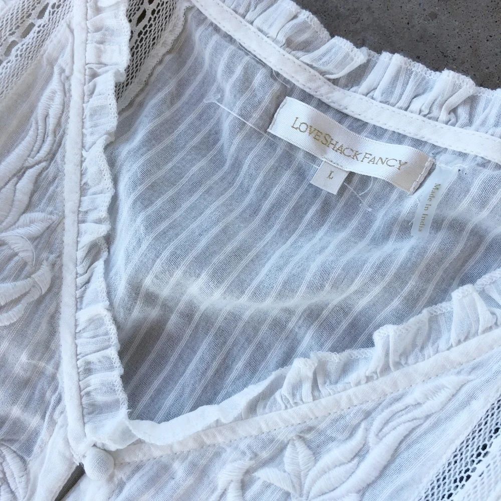 LoveShackFancy White Embroidered Ruffled Mini Dress - Picture 2 of 6